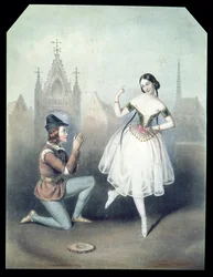 &39;La Esmeralda&39;: Carlotta Grisi (1819-99) e Jules Perrot (1810-92) d (litografia colorida)